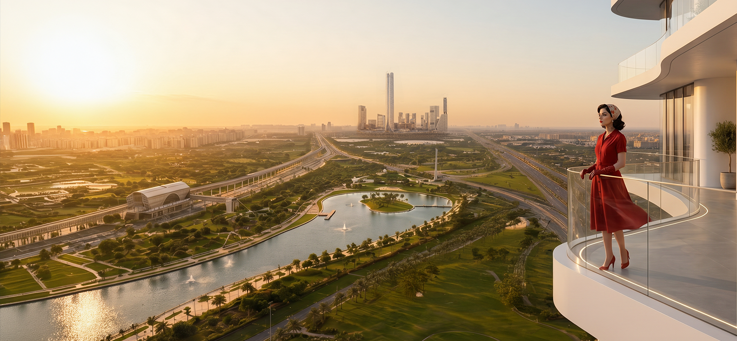 River District — Golden Hour Panoramic View